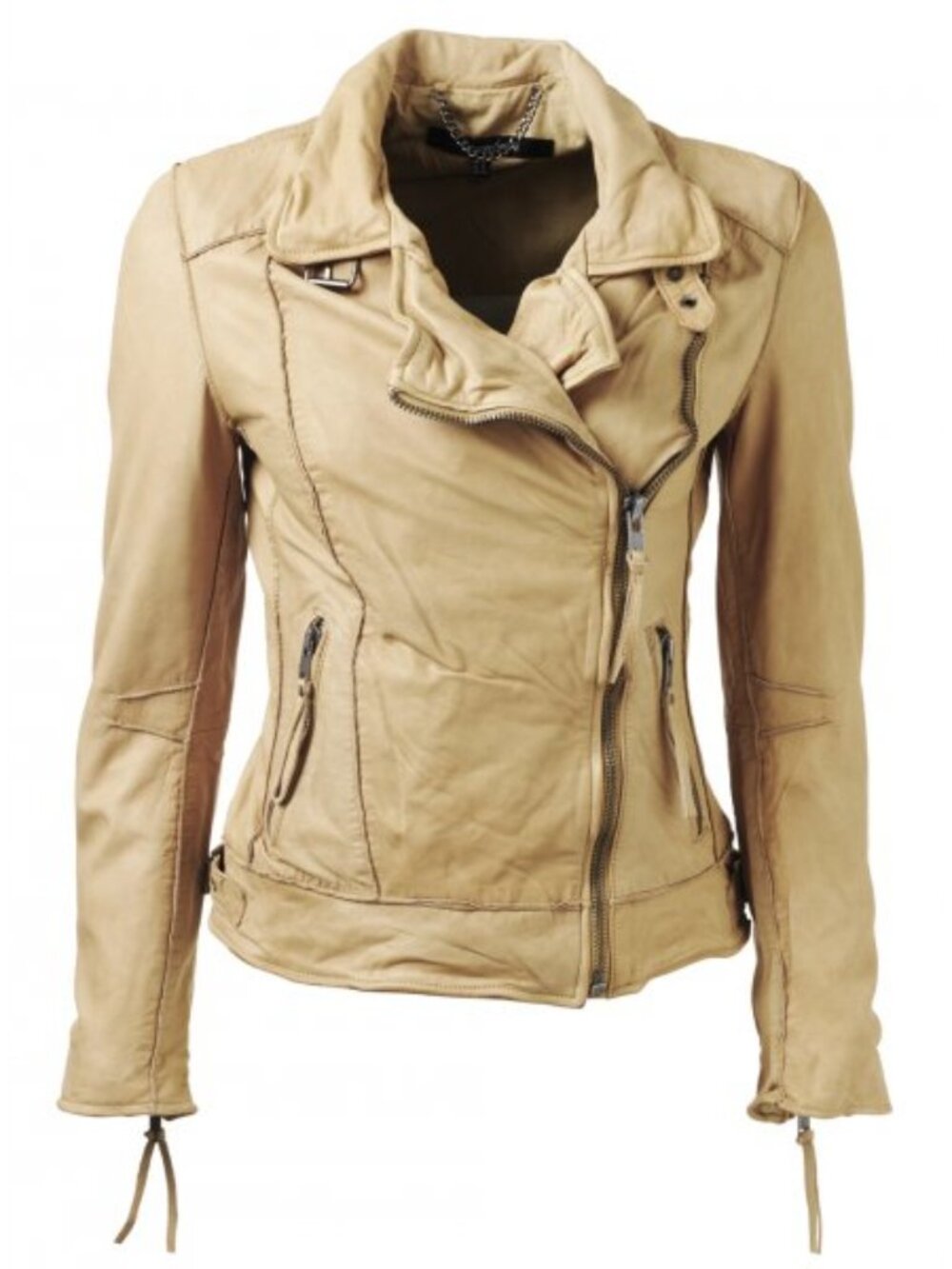 Muubaa Keeley Saffron Distressed Sheep Leather Biker Jacket